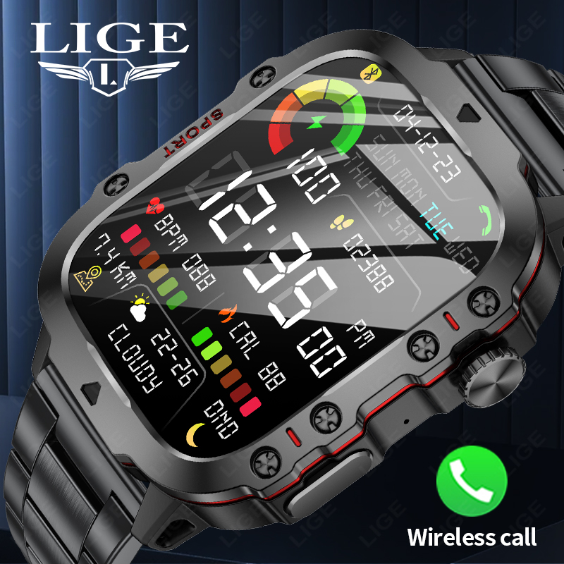 Fall Detection Watch - Мужские умные часы LIGE SOS Bluetooth